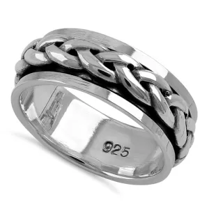 Sterling Silver 7MM Knot Spinner Ring