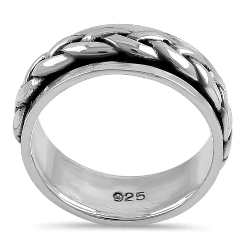 Sterling Silver 7MM Knot Spinner Ring