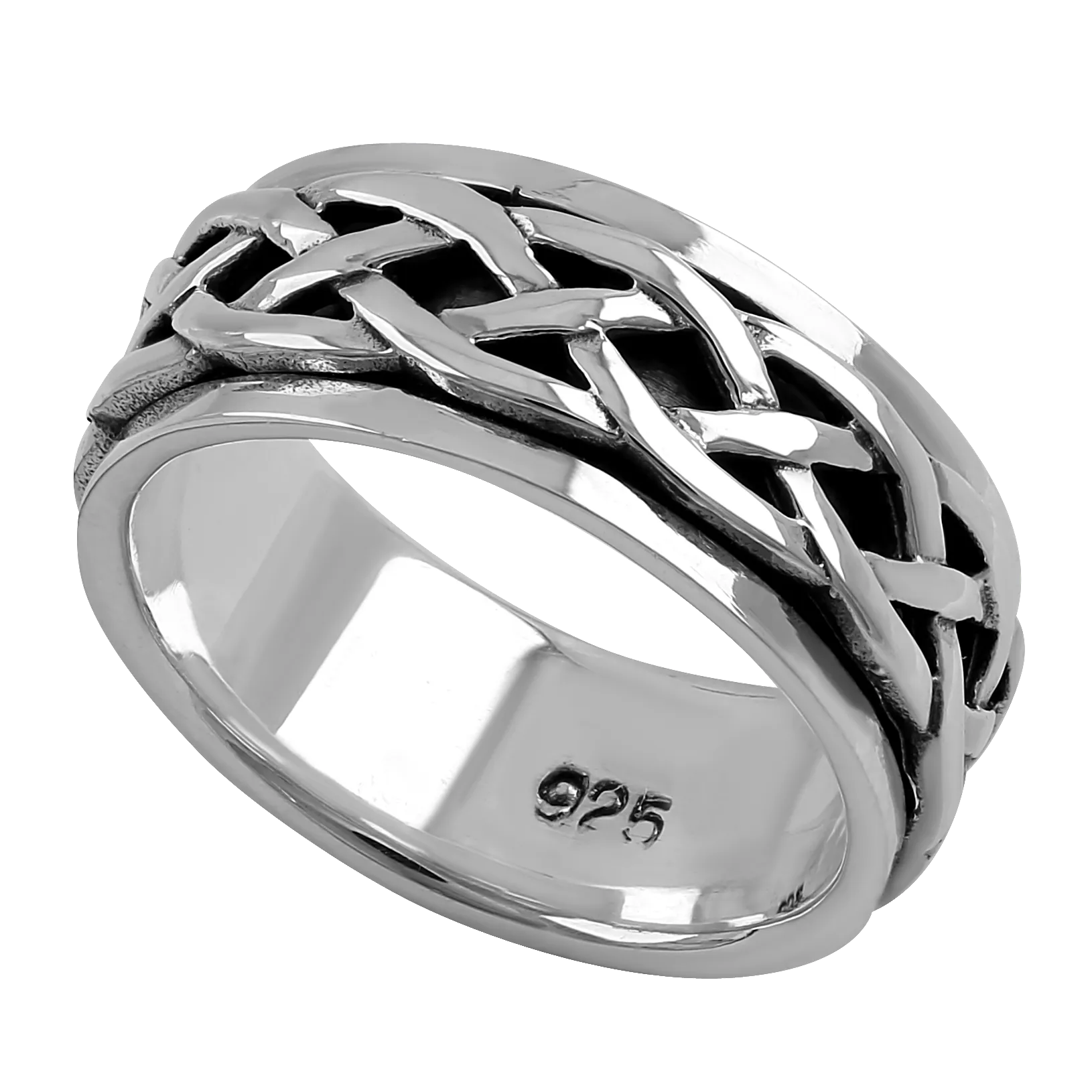 Sterling Silver 8MM Knot Spinner Ring