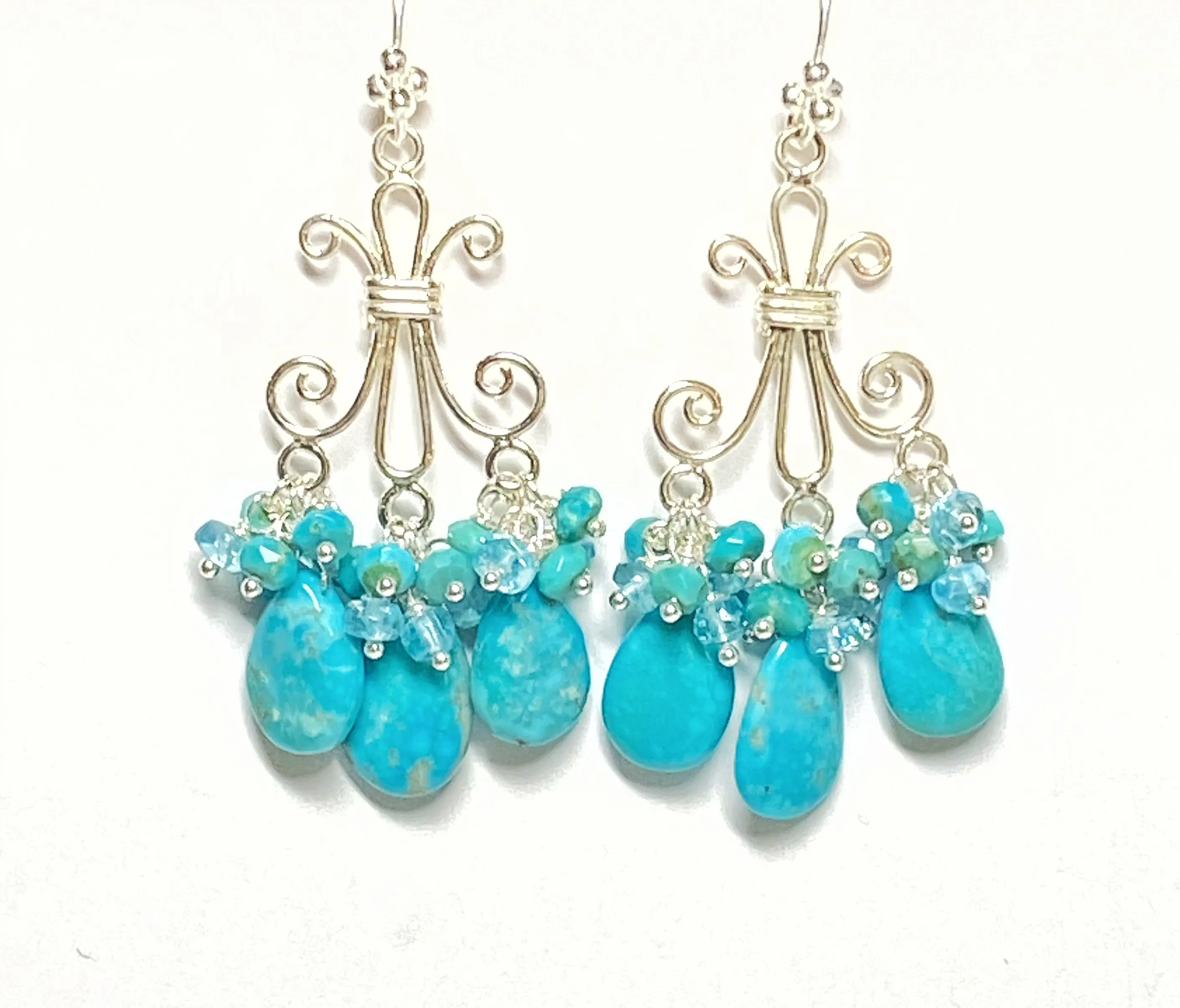 Sterling Silver and Turquoise Chandelier Gemstone Earrings
