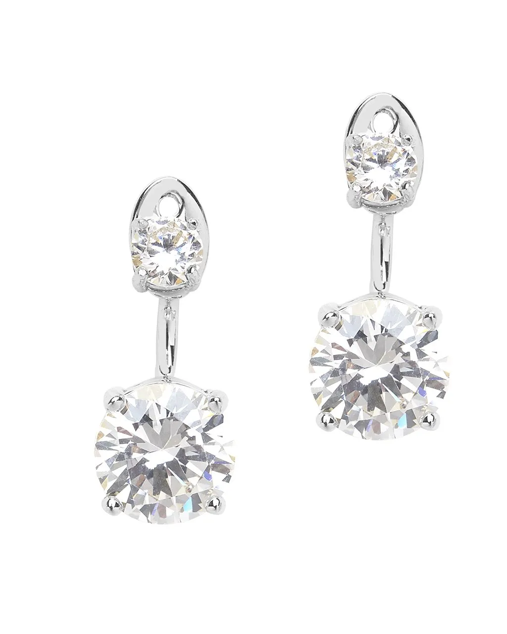 Sterling Silver Brilliant CZ Stud Jacket Earrings
