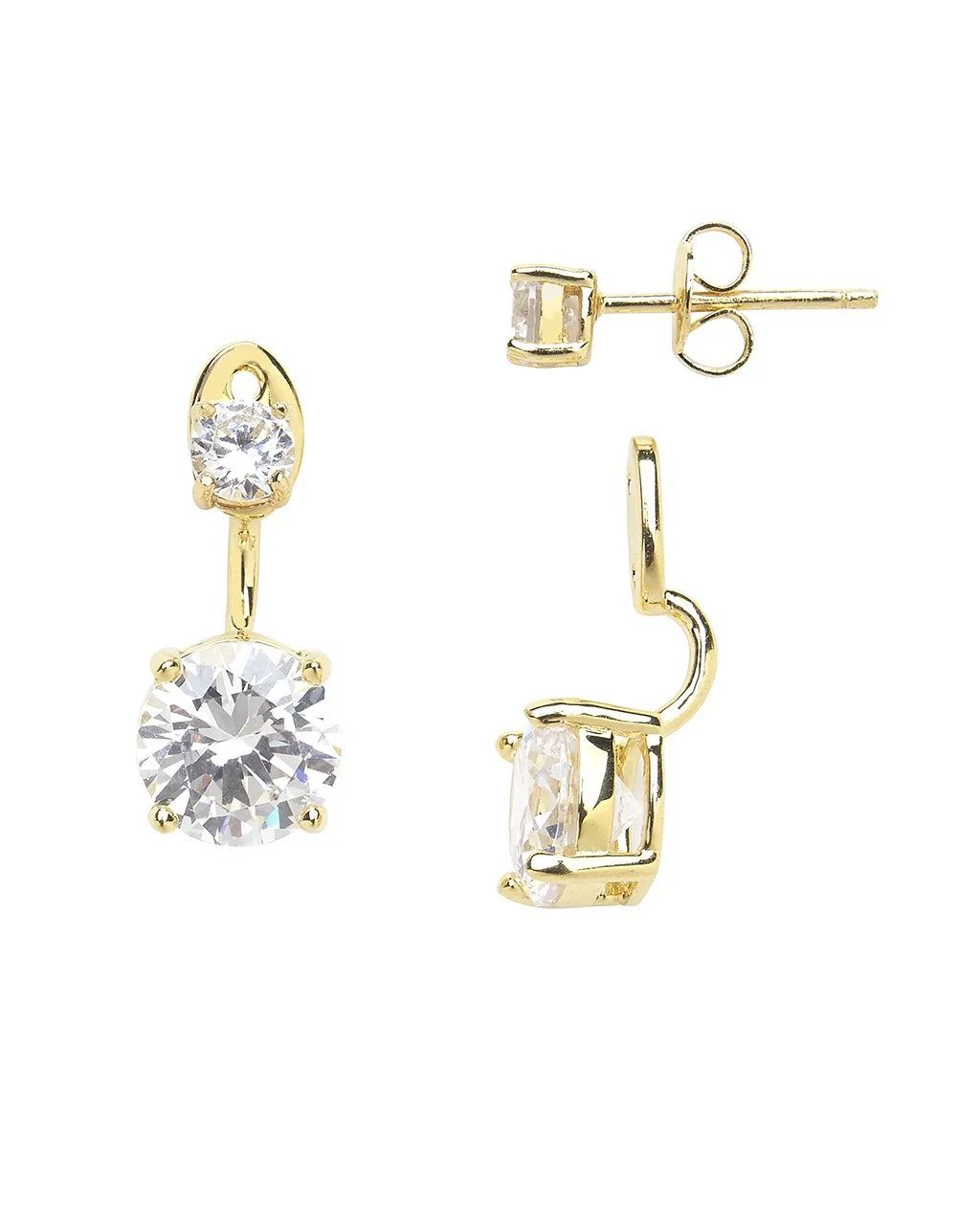 Sterling Silver Brilliant CZ Stud Jacket Earrings