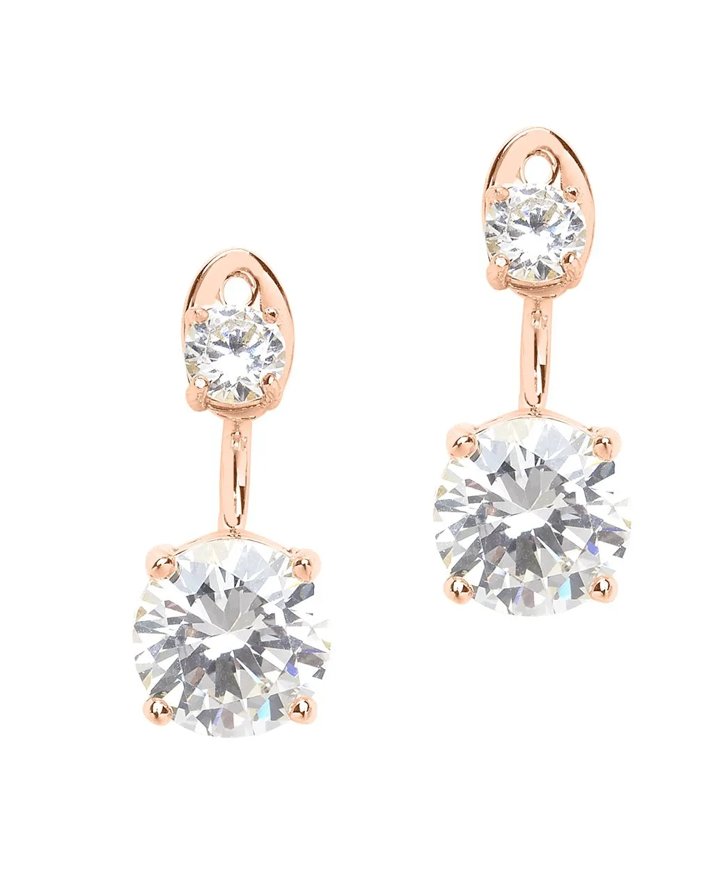 Sterling Silver Brilliant CZ Stud Jacket Earrings