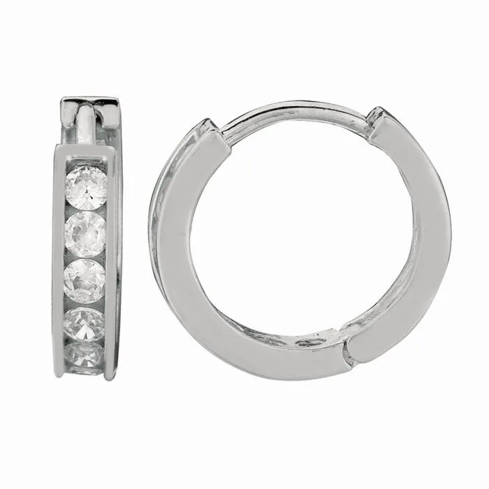 Sterling Silver Cubic Zirconia Huggie Earrings