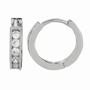 Sterling Silver Cubic Zirconia Huggie Earrings