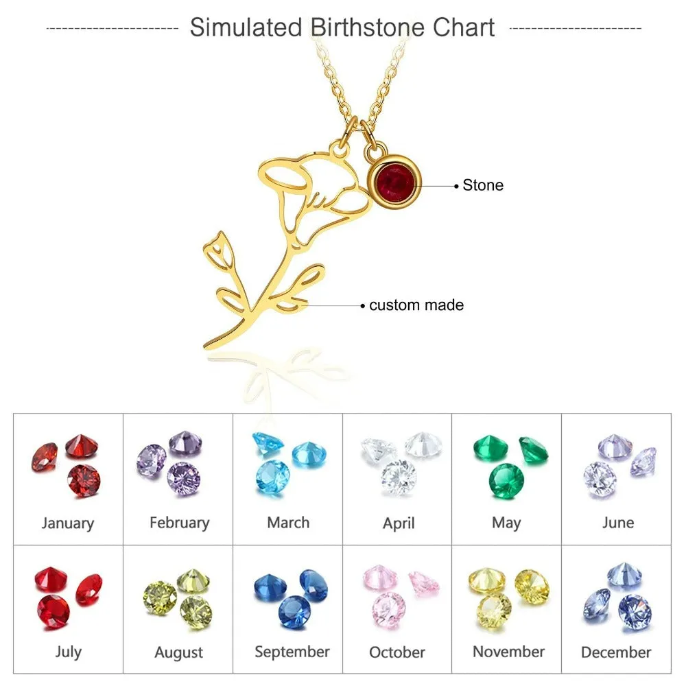 Sterling Silver Customized Birth Flower Pendants