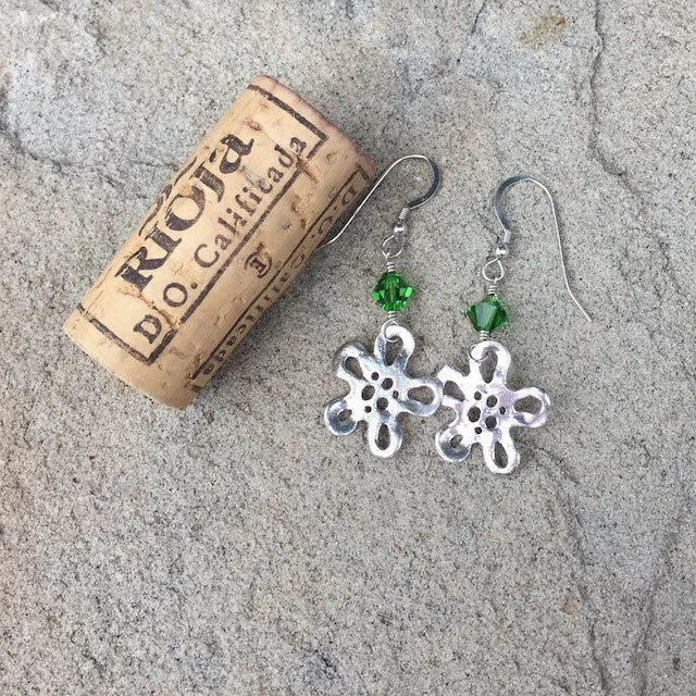 Sterling silver flowers with Swarovski crystal earrings