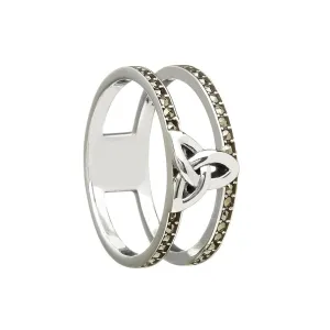 Sterling Silver Marcasite Celtic Trinity Knot Cage Ring - ANU3020