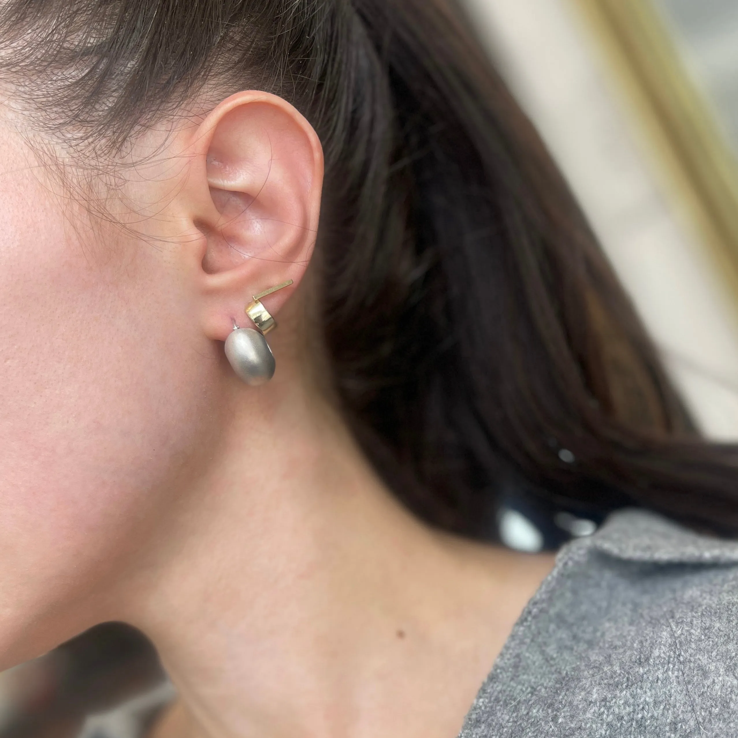 Sterling Silver Matte Huggie Hoop Earrings 18mm