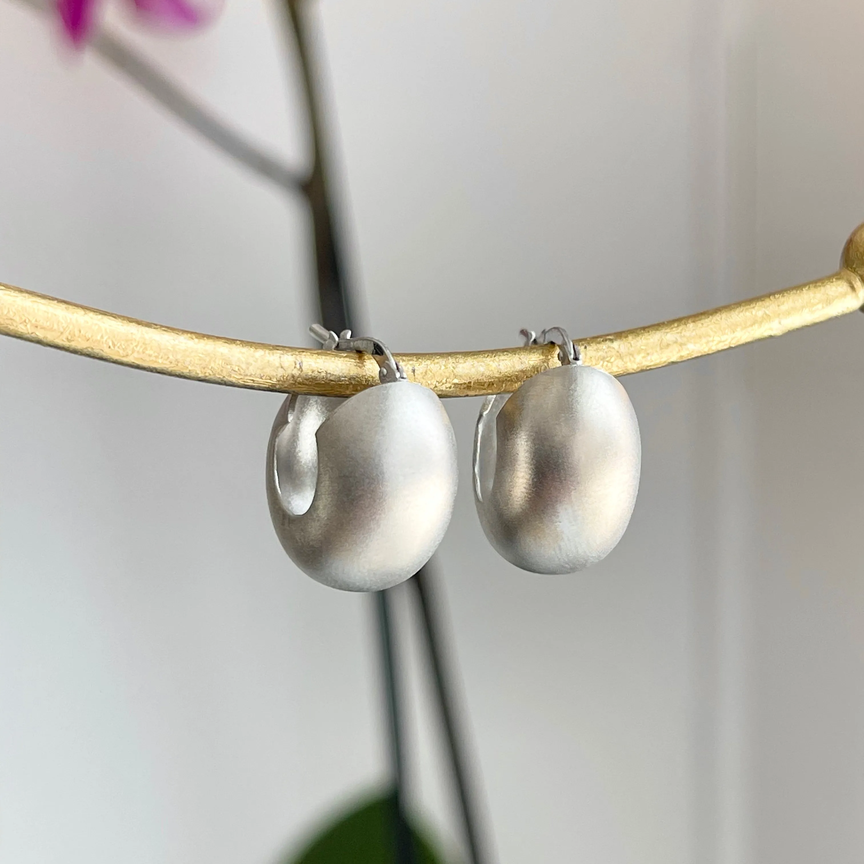 Sterling Silver Matte Huggie Hoop Earrings 18mm