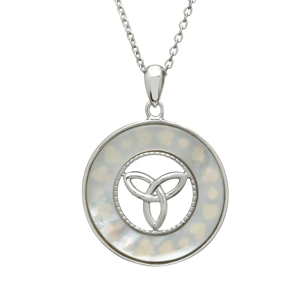 Sterling Silver Mother of Pearl Trinity Knot Pendant with Chain - ANU1182