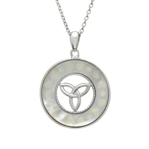 Sterling Silver Mother of Pearl Trinity Knot Pendant with Chain - ANU1182