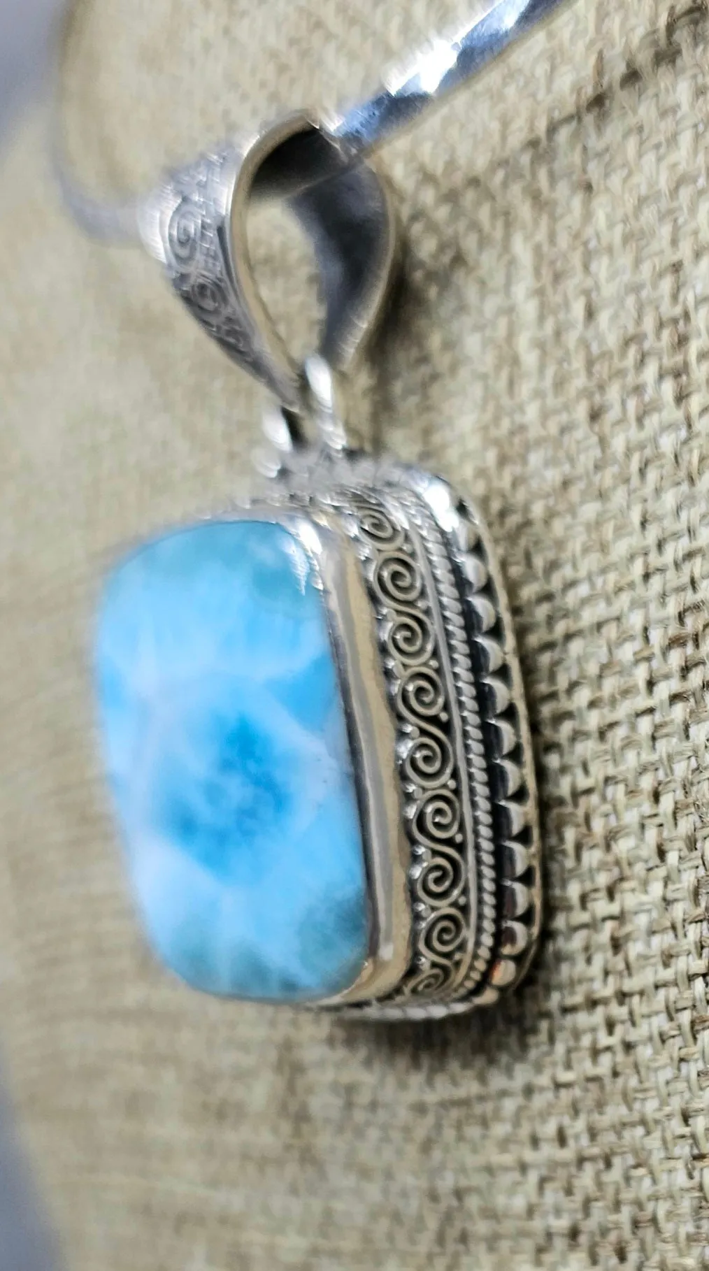 Sterling Silver Pendant with Larimar