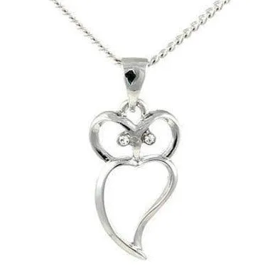 Sterling Silver Rhodium Plated Open Owl Bird Pendant Necklace