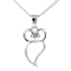 Sterling Silver Rhodium Plated Open Owl Bird Pendant Necklace