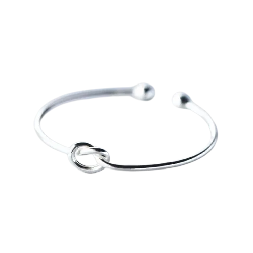 Sterling Silver Simple Heart-Shaped Knot Bracelet