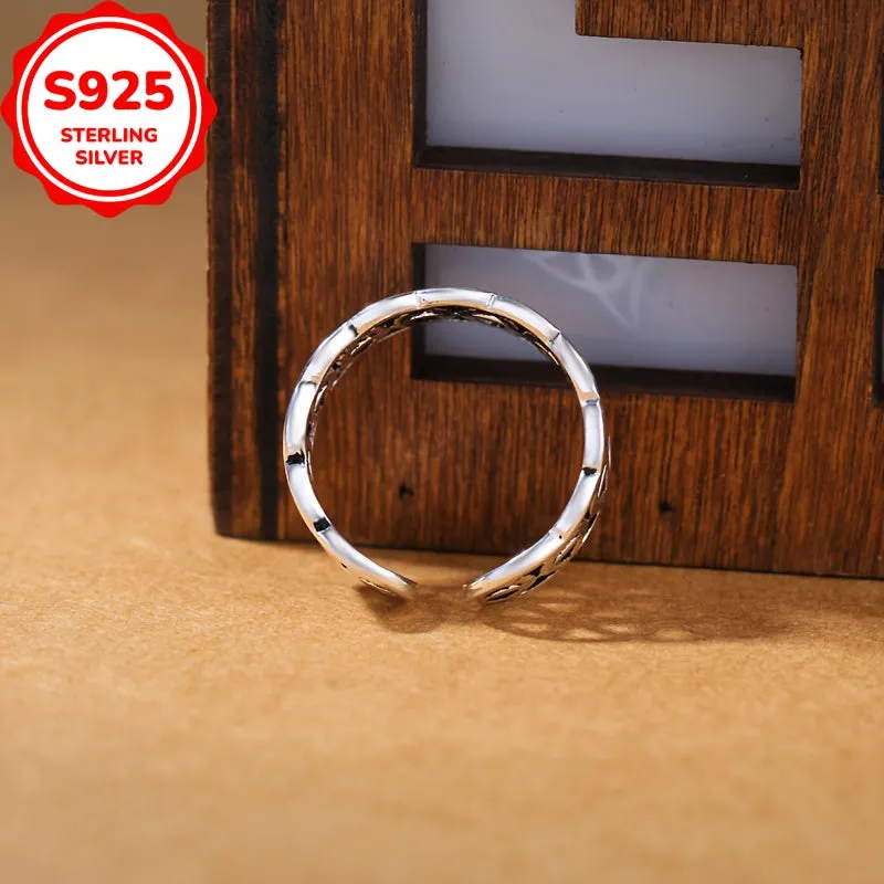 Sterling Silver Vintage Coin Pattern Ring, Golden Plated Adjustable Band