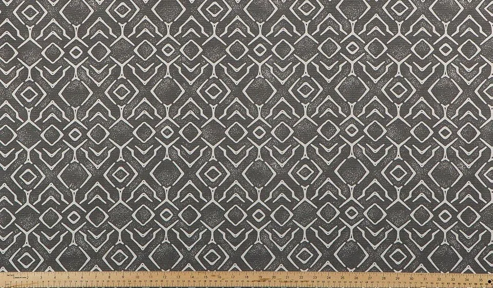 Straight Modern Valance in Navy and Natural or Grey and Natural Trellis Print on Cotton Canvas Fabric. Custom Made