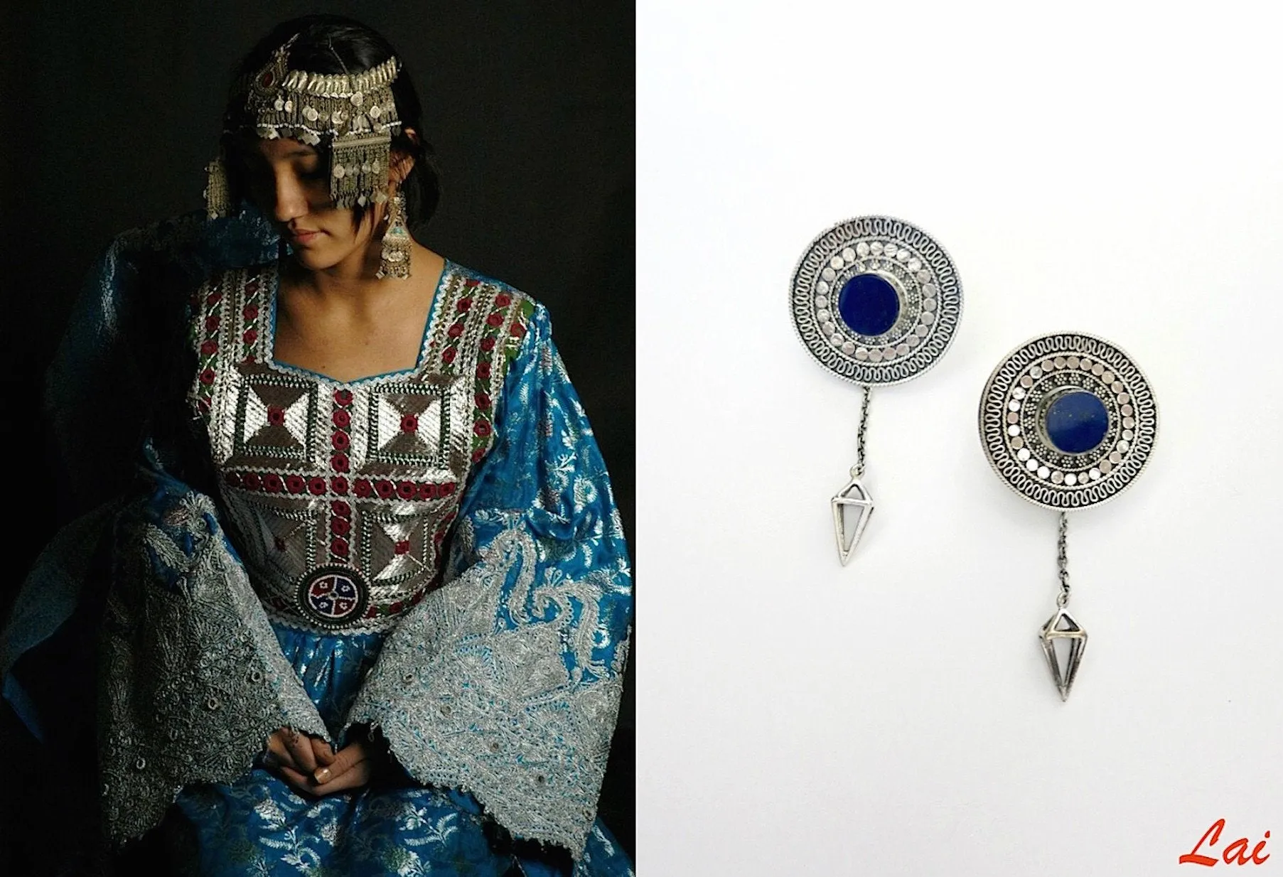 Stunning, detachable lapis earrings that can be worn 4 ways