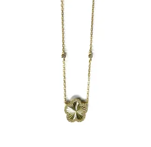 Summer CZ Pave Ridged Flower With CZ By the yard Necklace