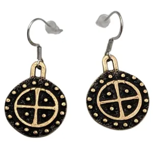 Sun Wheel bronze earrings