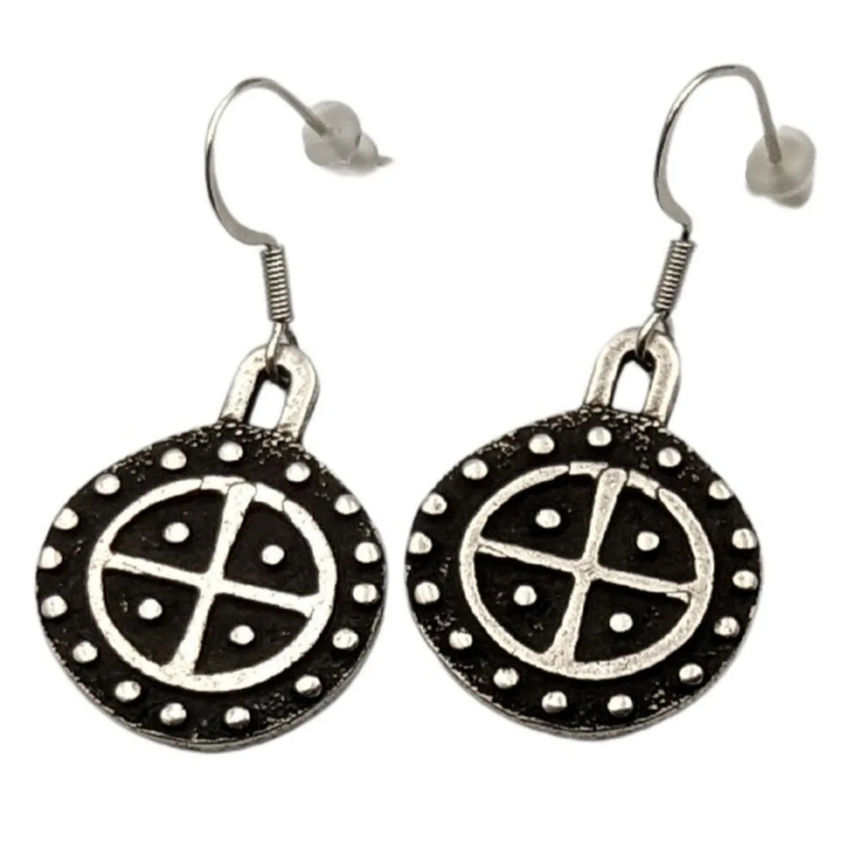 Sun Wheel bronze earrings