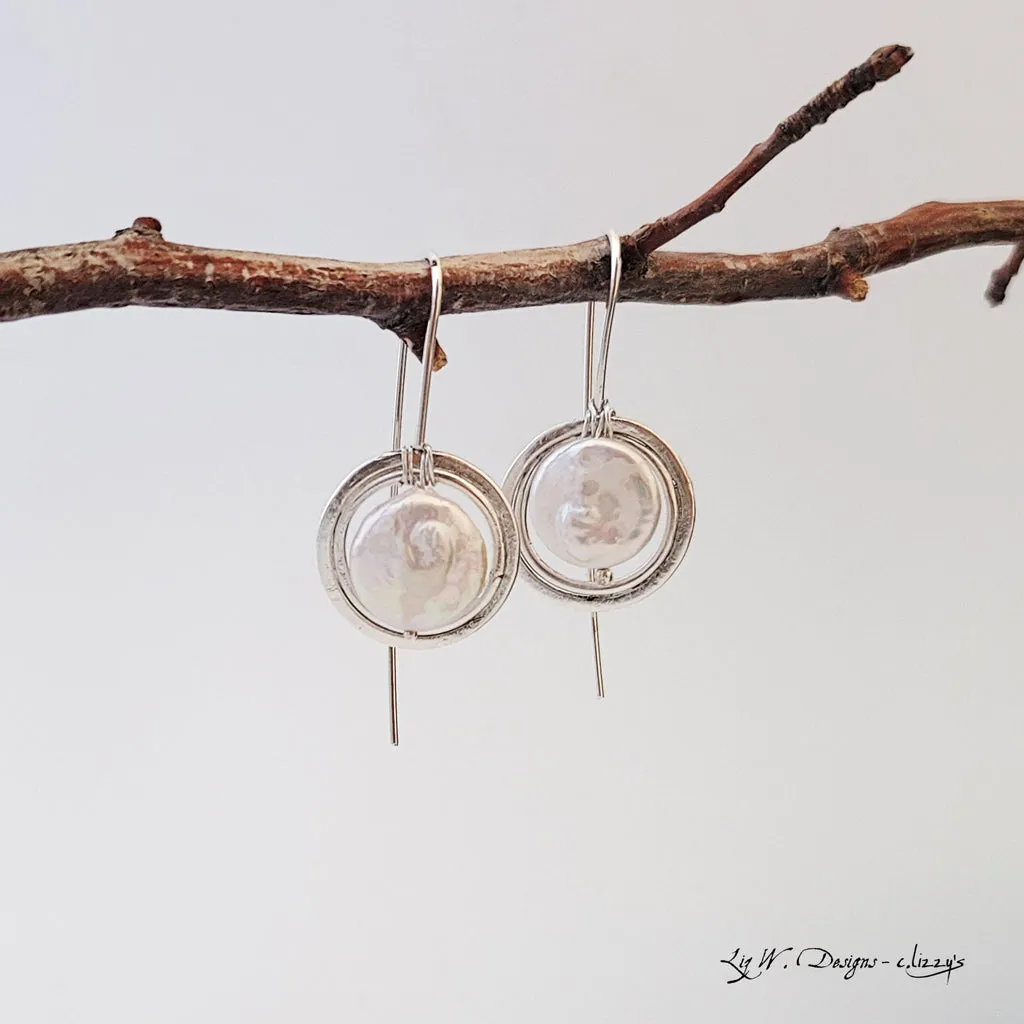 Surrounding Sterling with Freshwater Pearls - Earrings