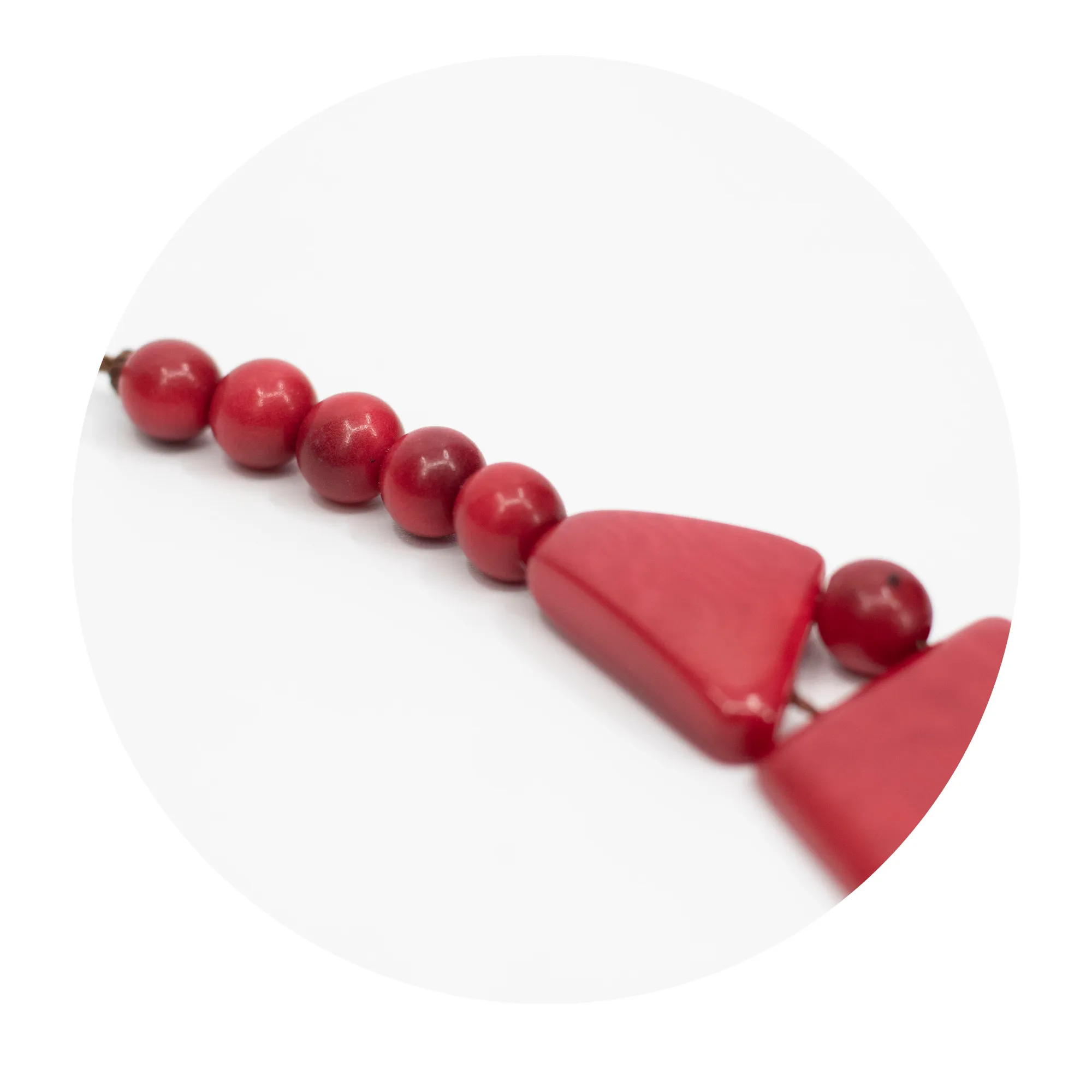 Tagua Diamond-Shaped Red Necklace