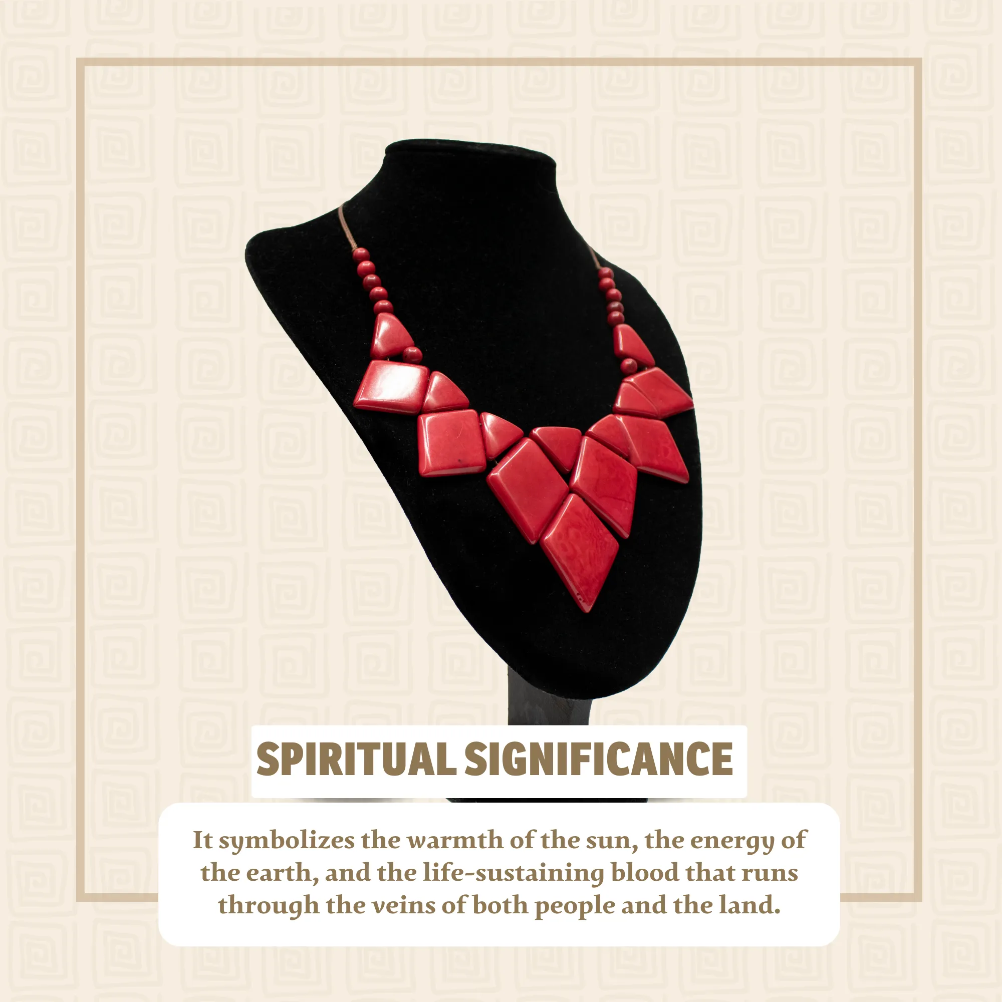 Tagua Diamond-Shaped Red Necklace