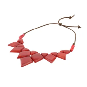 Tagua Diamond-Shaped Red Necklace