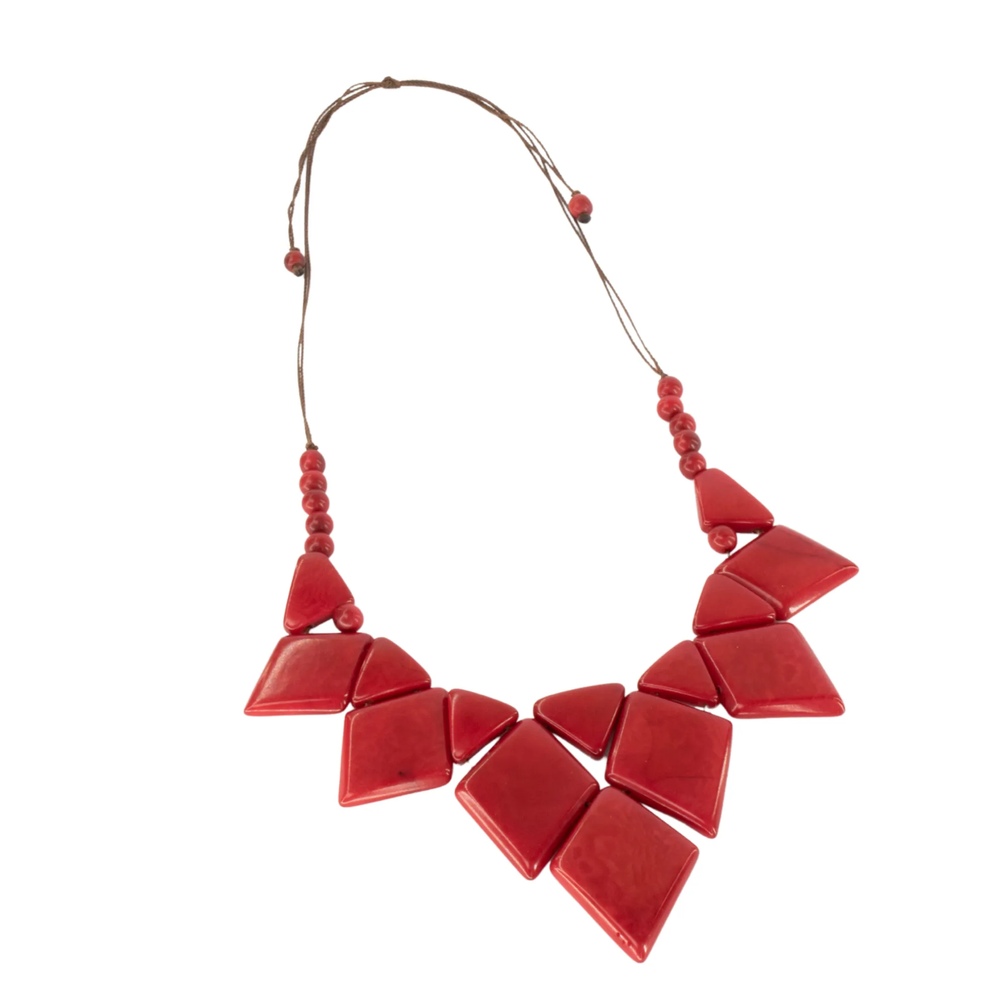 Tagua Diamond-Shaped Red Necklace