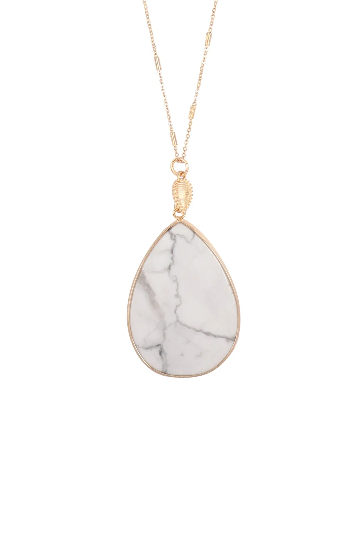 TEARDROP NATURAL STONE PENDANT NECKLACE