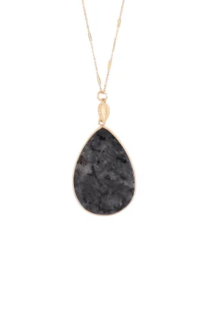 TEARDROP NATURAL STONE PENDANT NECKLACE