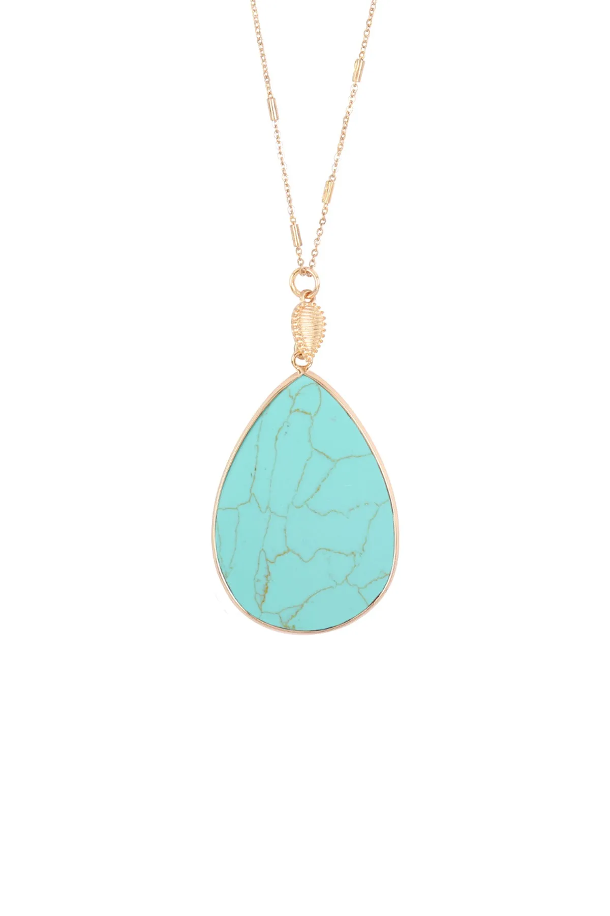 TEARDROP NATURAL STONE PENDANT NECKLACE