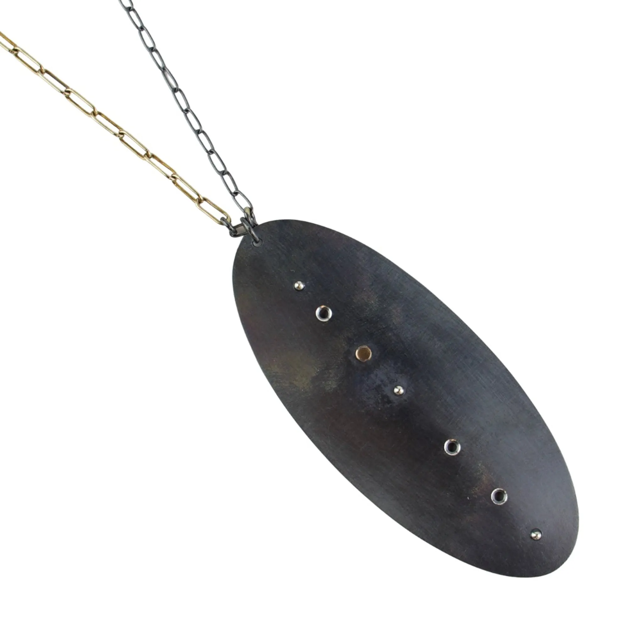 Tegan Wallace Oval Pendant with Gold Accent Chain Necklace