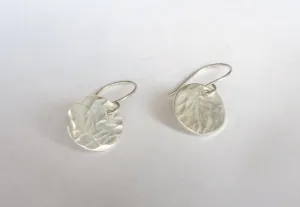 Textured Sterling Silver Dangle Earrings: Artisan Crafted 0071