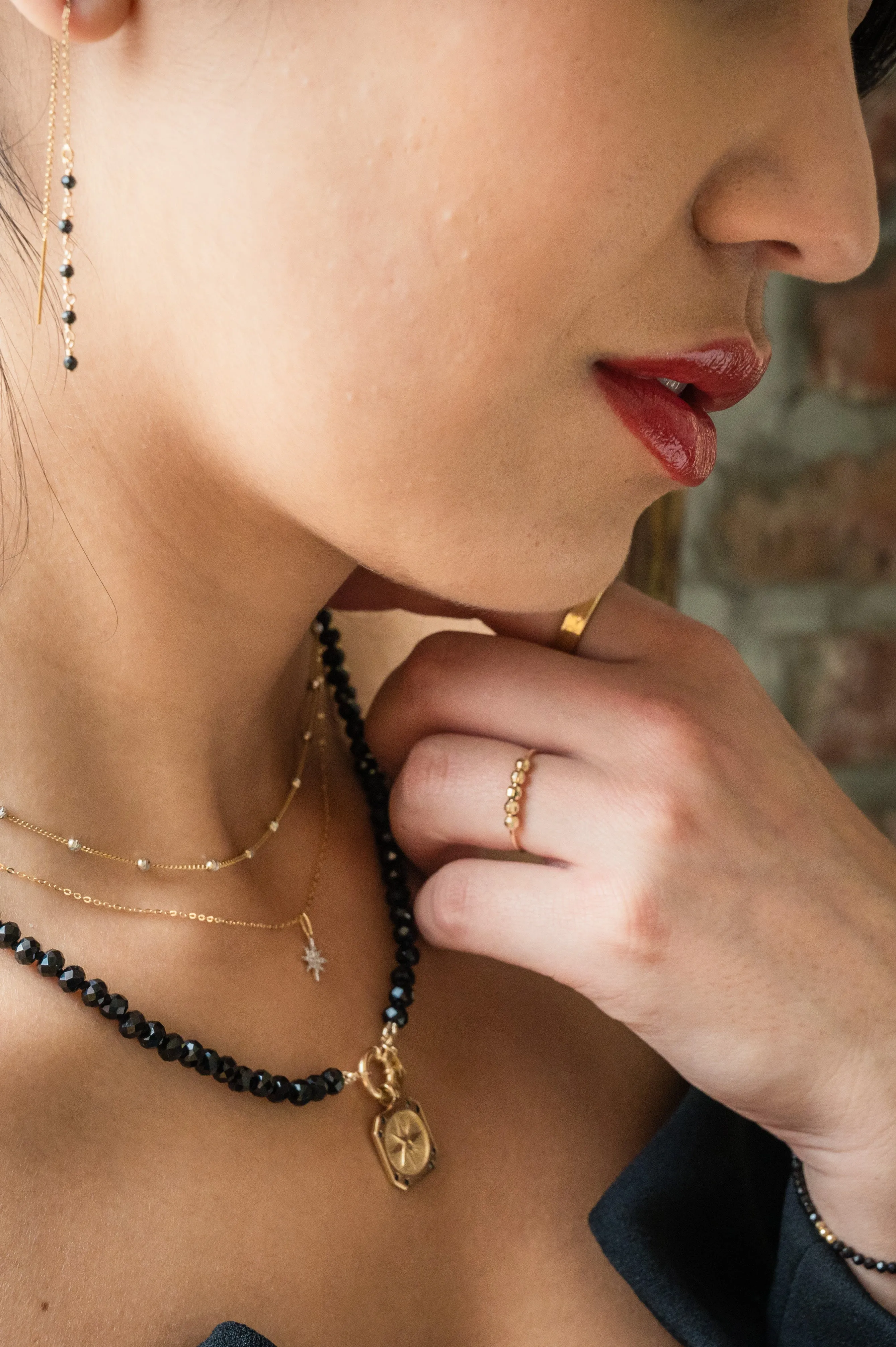 The Sailor Lock Beaded Gemstone Necklace - Black Spinel