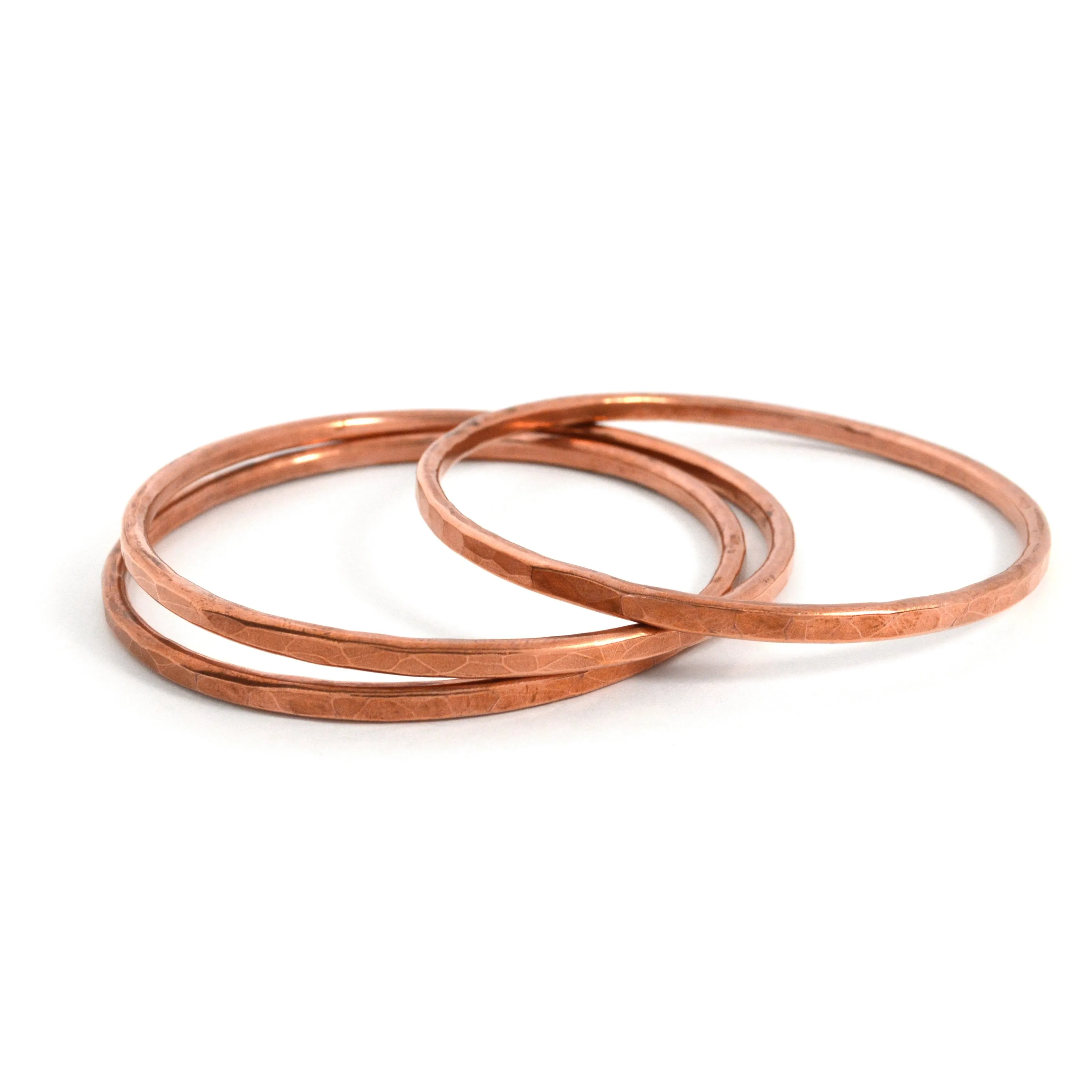 Thick Copper Hammered Bangle