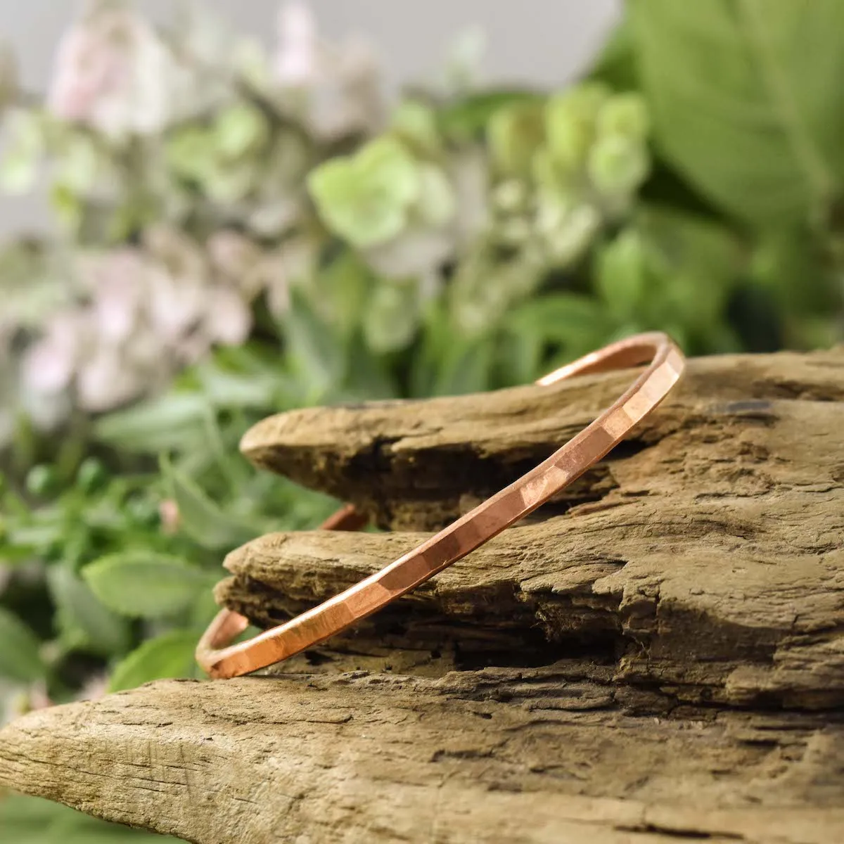 Thick Copper Hammered Bangle