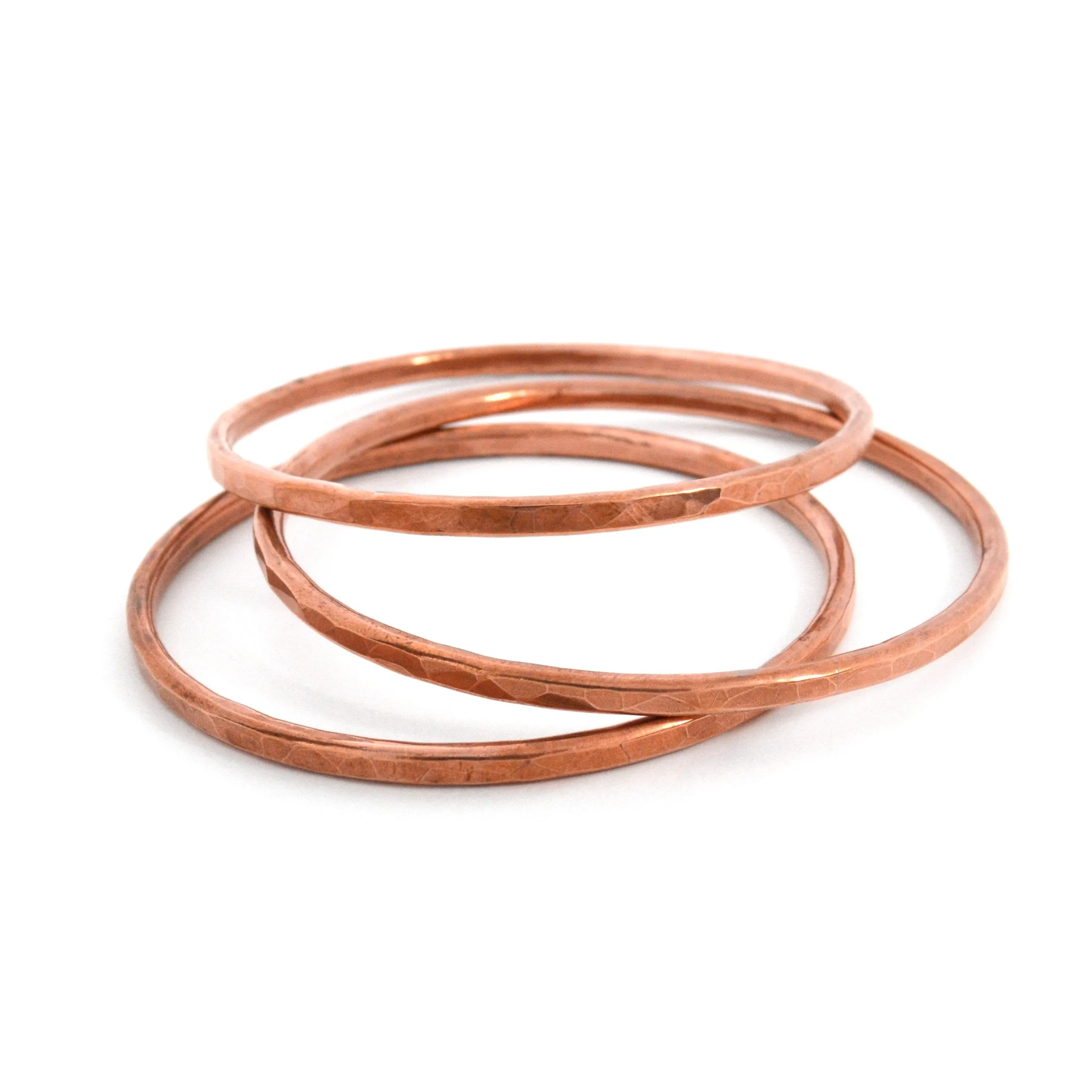 Thick Copper Hammered Bangle