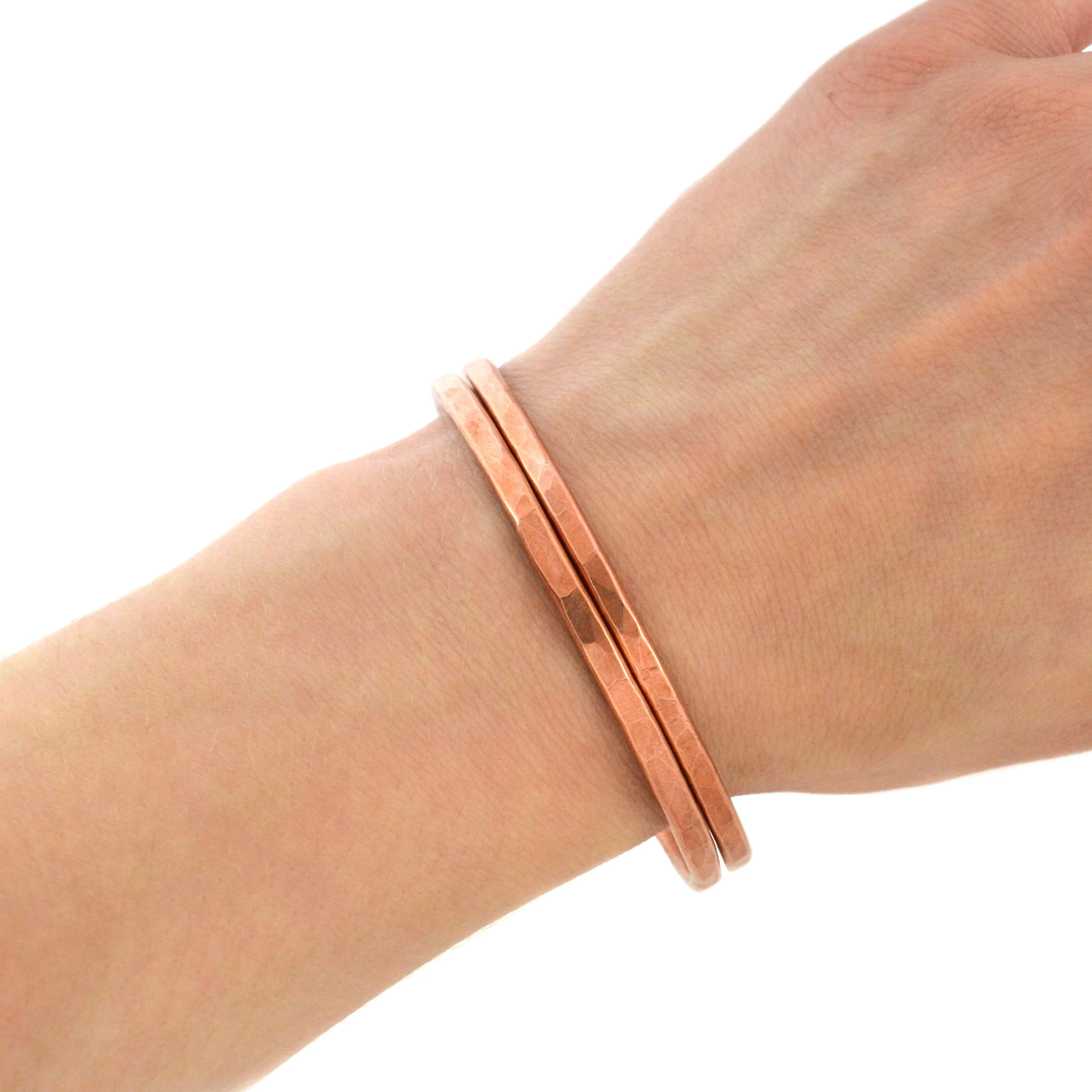 Thick Copper Hammered Bangle