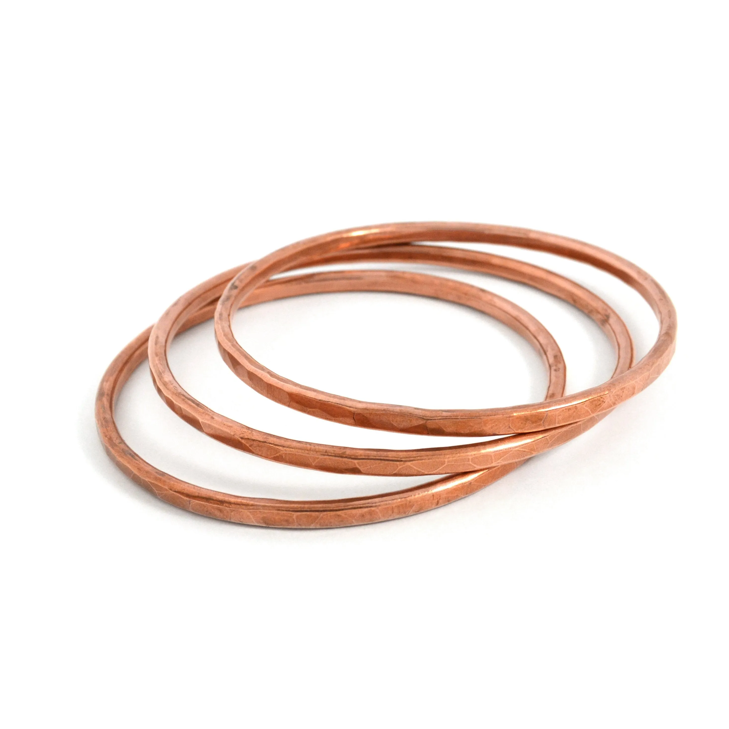 Thick Copper Hammered Bangle