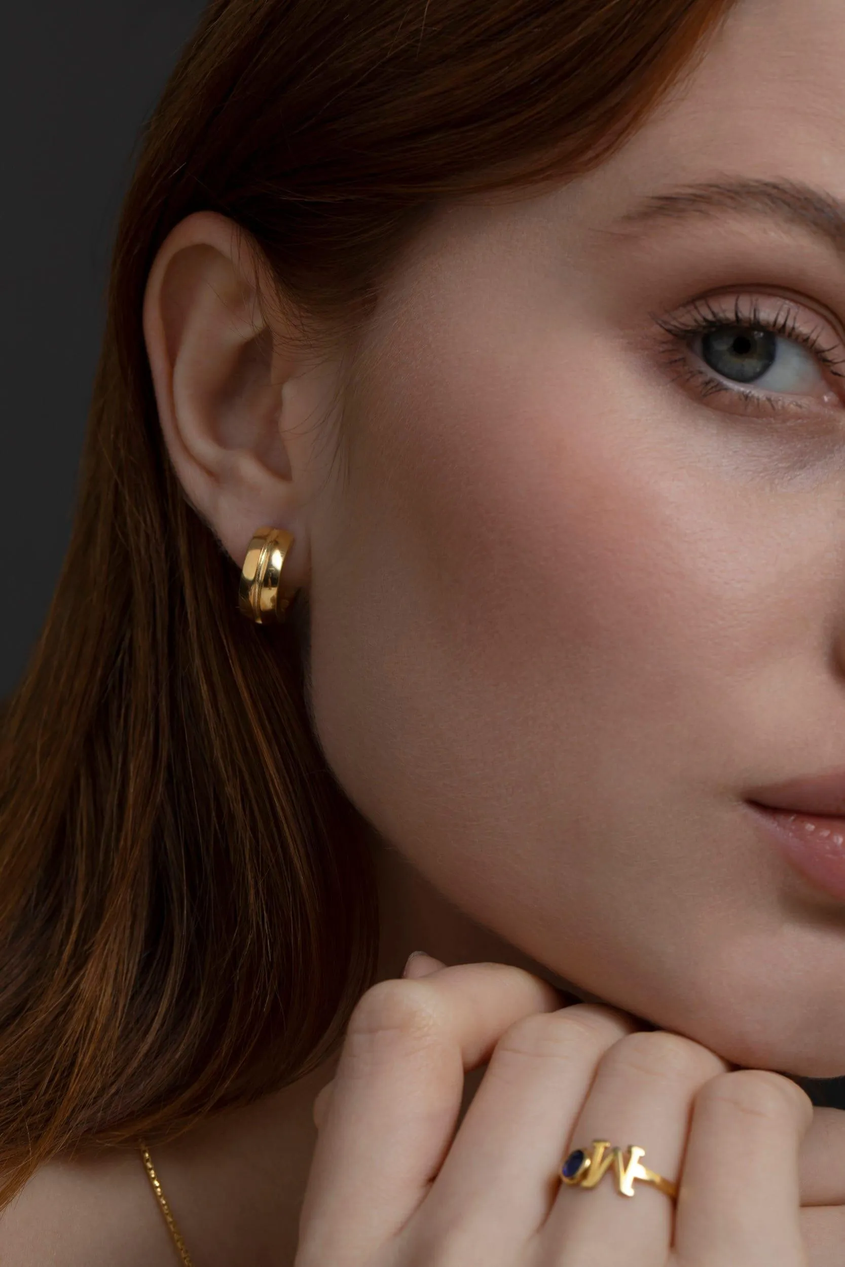 Thick Huggie Hoop Earrings - 18K Gold Vermeil