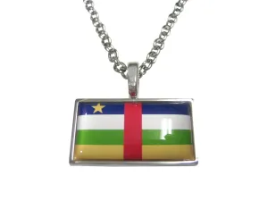 Thin Bordered Central African Republic Flag Pendant Necklace
