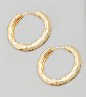 Thin Hammered Huggie Hoop Earrings
