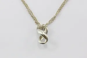 Tiffany & Co 925 Sterling Silver Double Chain Infinity Necklace
