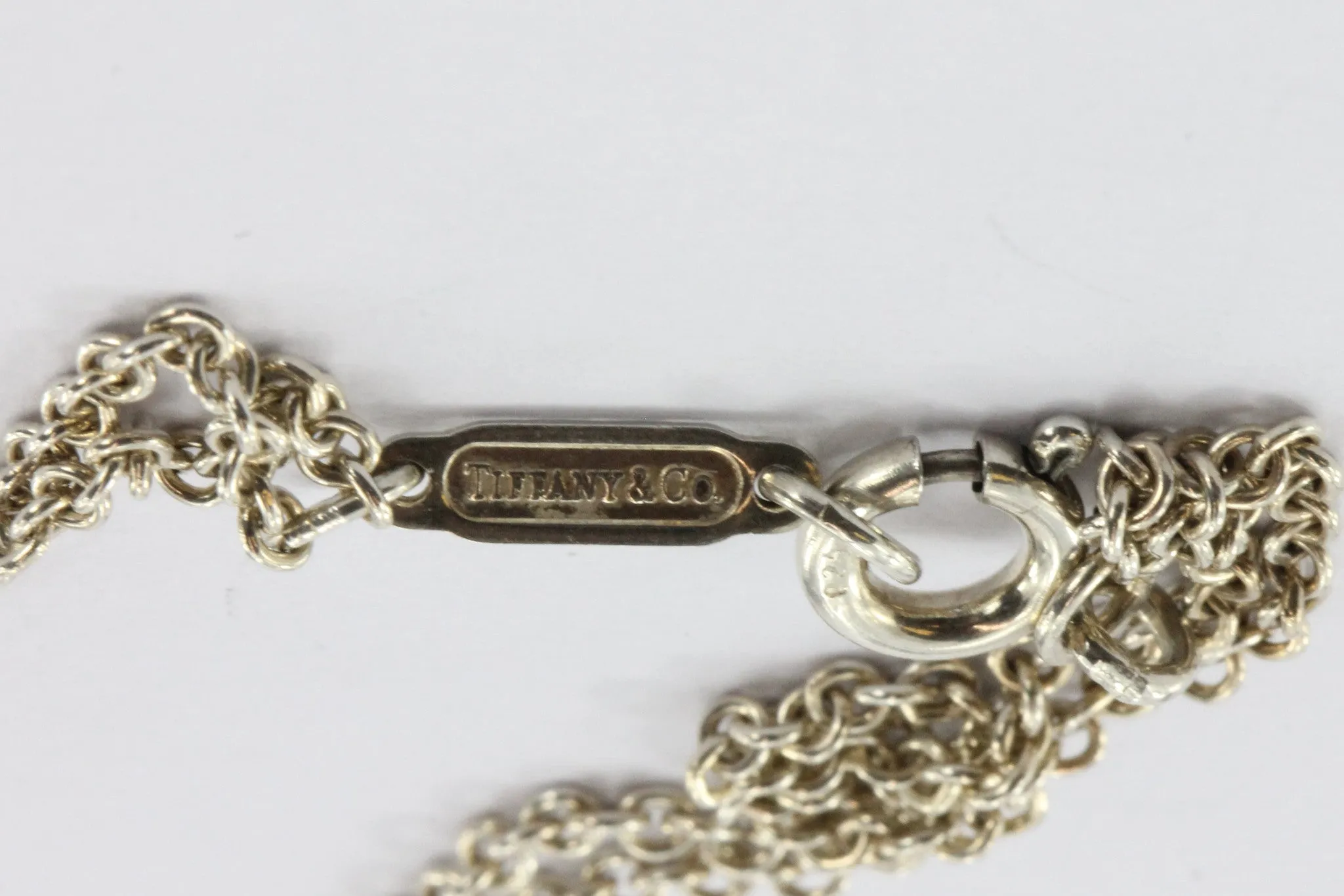 Tiffany & Co 925 Sterling Silver Double Chain Infinity Necklace