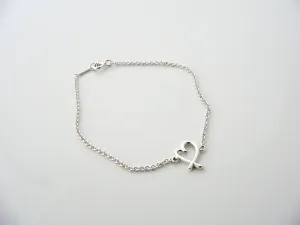 Tiffany & Co Silver Loving Heart Bracelet Bangle 6.75 In Chain Gift Love Child