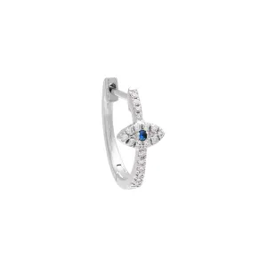 Tiny Diamond Evil Eye Huggie Earring 14K