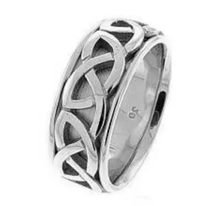Titanium and 14K White or White/Yellow Celtic Knot Ring Band